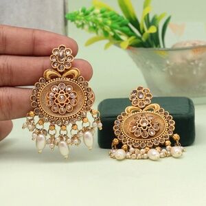 Matte Gold Imitation Pearl Jhumka
